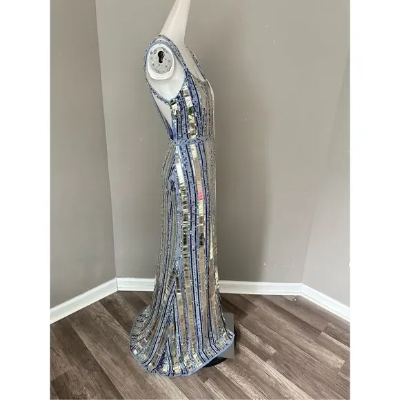 MAC DUGGAL HALTER NECK EMBELLISHED DETAILED BACK GOWN - Picture 8 of 11